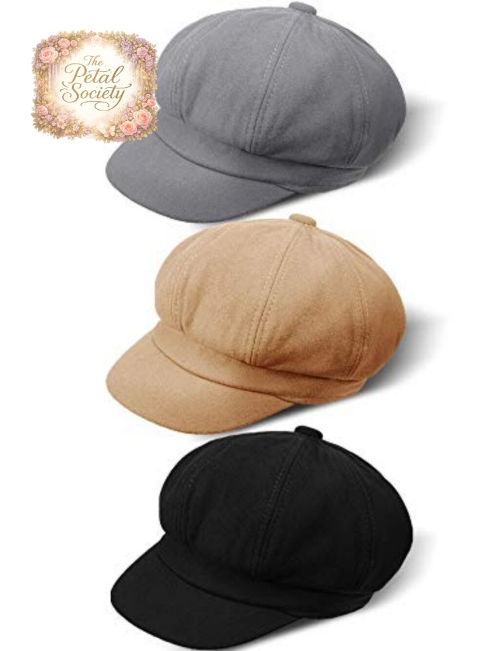 Women's Newsboy Cap Set Adjustable Wool Beret Hats Vintage